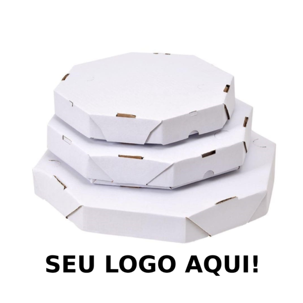 Caixa de pizza oitavada branca